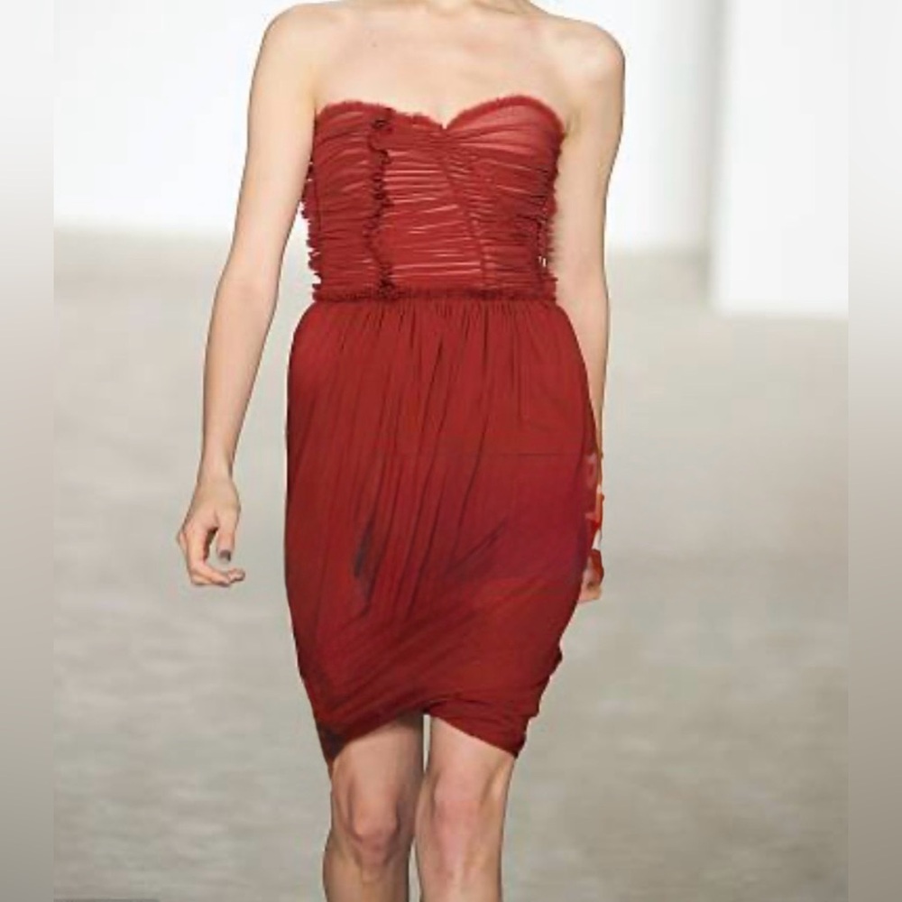 Vintage Derek Lam 100% Silk Ruched Bustier Dress